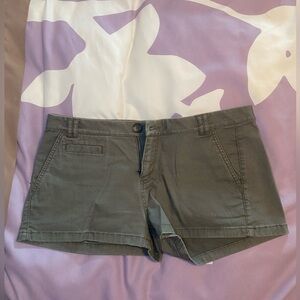 Express olive green colored chino shorts.